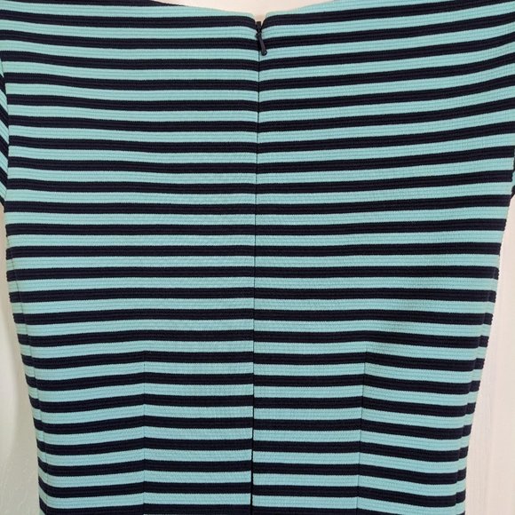 Lilly Pulitzer Navy & Turquoise Blue Striped Cap Sleeve Midi Dress - size S - Picture 6 of 9